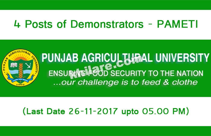 4 Posts of Demonstrators - Panjab Agriculture University