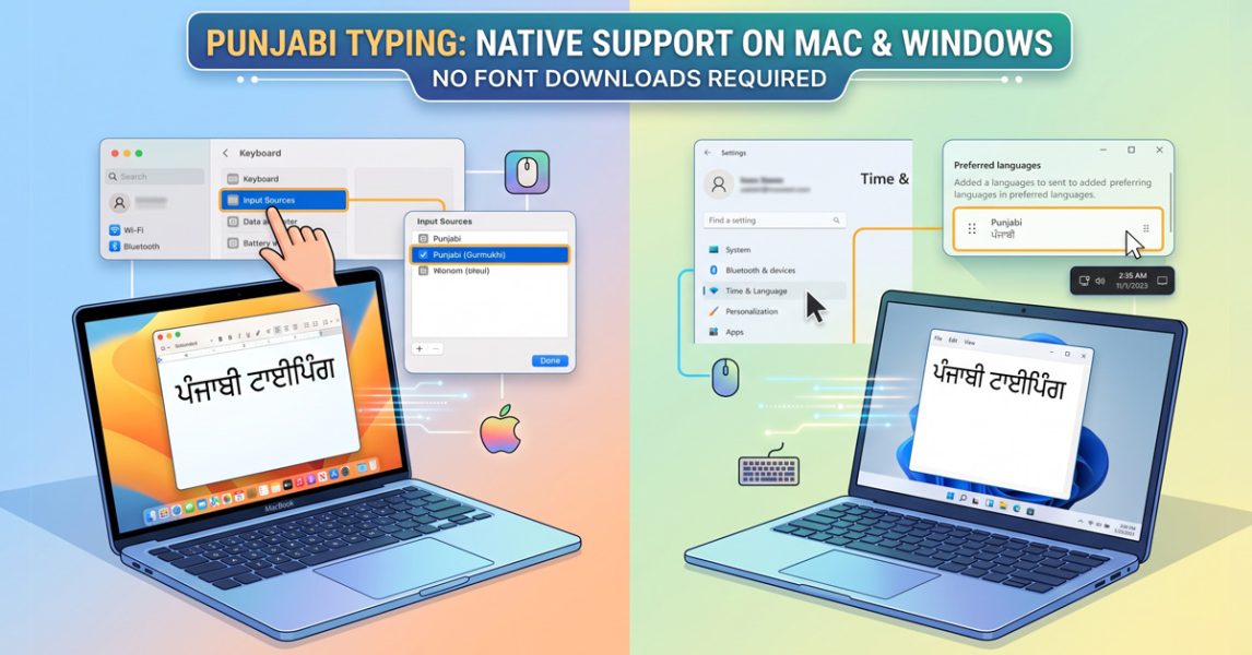 How to Type Punjabi on Windows and Mac Without Downloading Font