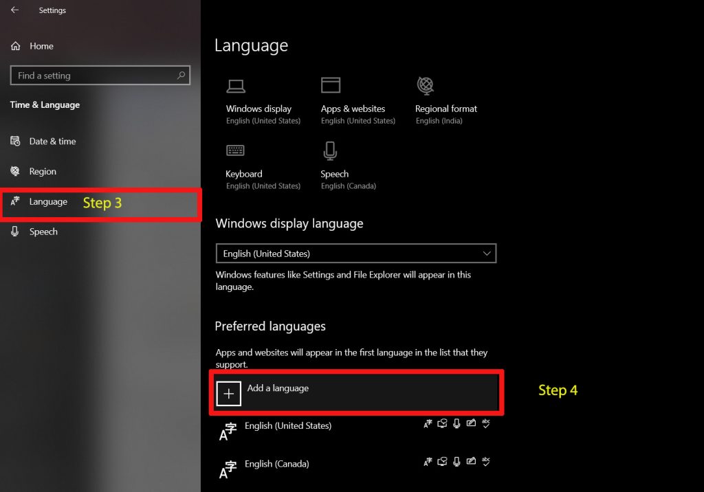 Windows 10 Punjabi Unicode Language Add Step 3 and 4
