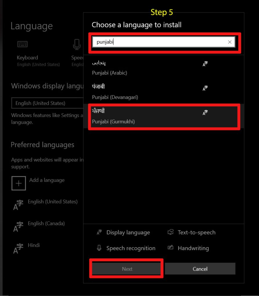 Windows 10 Punjabi Unicode Language Add Step 5